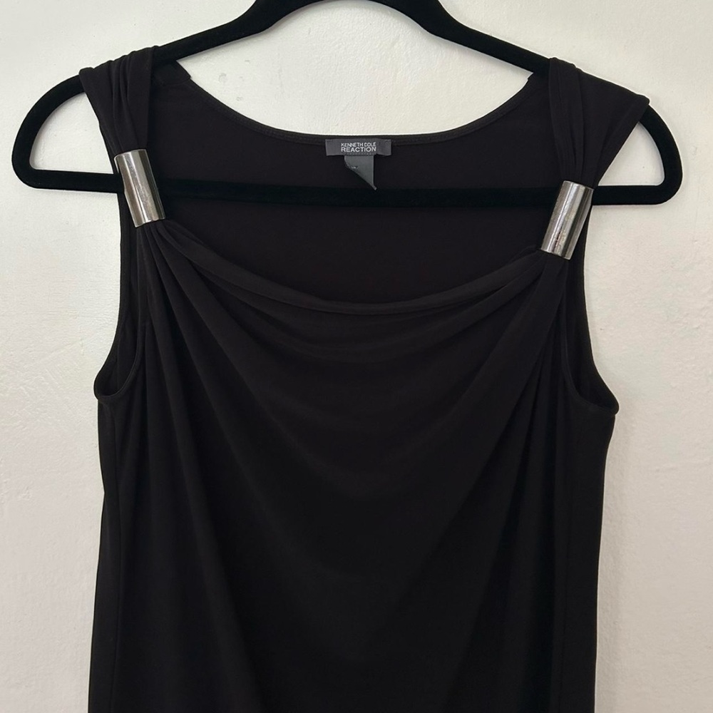 Kenneth Cole Reaction Black Sleeveless Draped Top